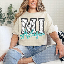 Load image into Gallery viewer, Polka Dotted Faux Embroidery States (All 50 states available) DTF TRANSFER
