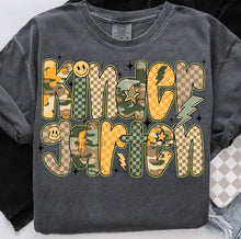 Load image into Gallery viewer, Camo Orange Checker Bolt School Grades DROPDOWN TRANSFER
