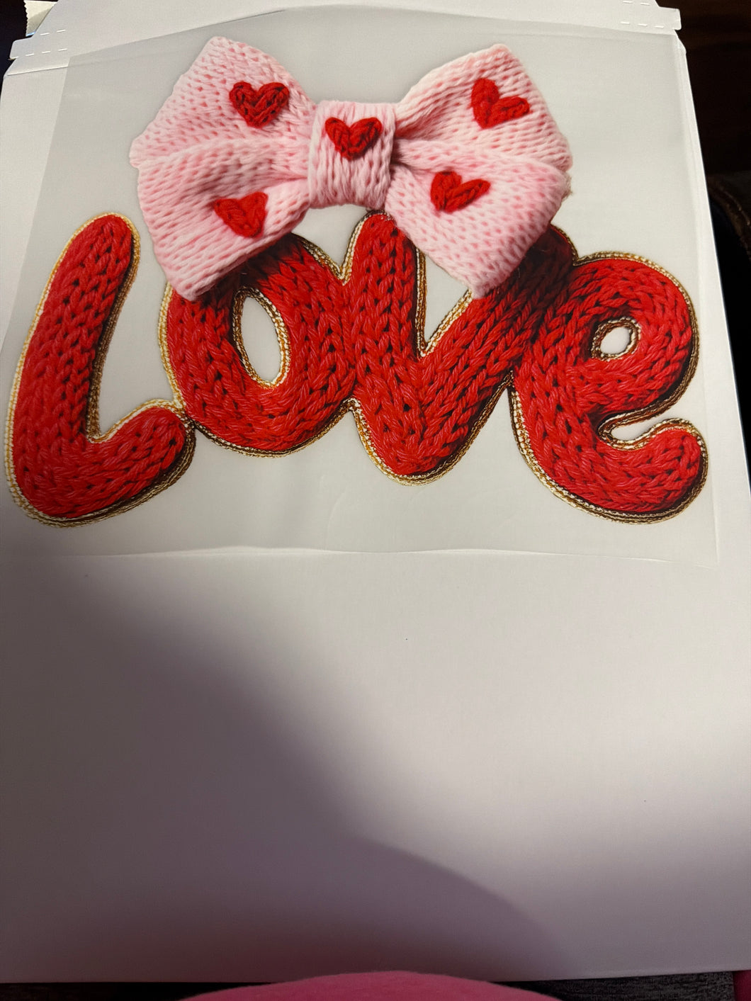 Love Faux Yarn Bow RTS DTF TRANSFER