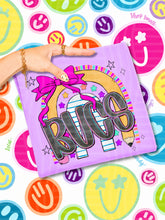Load image into Gallery viewer, Rainbow Crayon Pink Bow School Mascots DROPDOWN TRANSFER CAP JUNE 26
