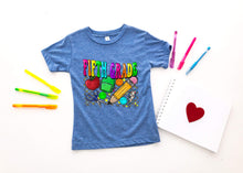 Load image into Gallery viewer, Rainbow Checkered School Supplies Grades TRANSFER
