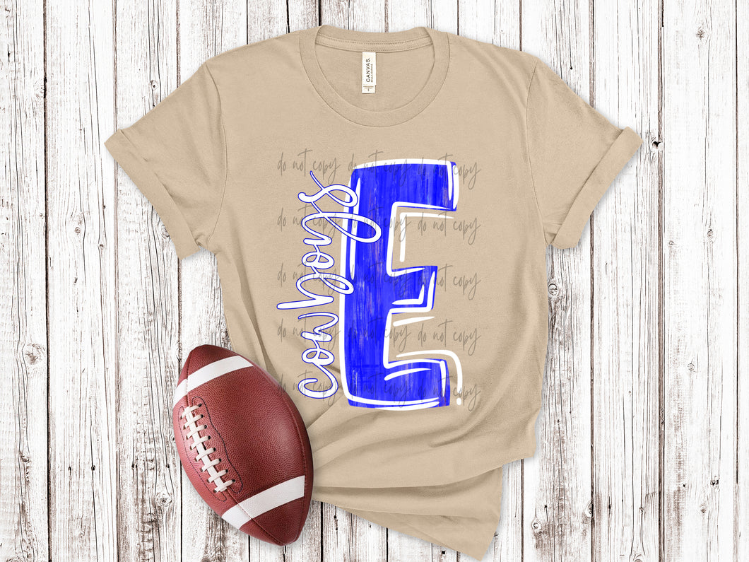 Cougars E Royal Blue With White Trim TRANSFER