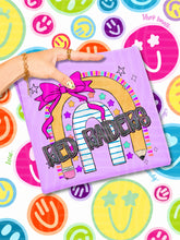 Load image into Gallery viewer, Rainbow Crayon Pink Bow School Mascots DROPDOWN TRANSFER CAP JUNE 26
