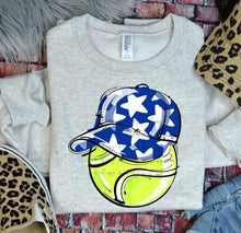 Load image into Gallery viewer, Play Ball Tennis Happy Face Hat DROPDOWN TRANSFER BIA
