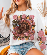 Load image into Gallery viewer, Floral Turkey Pink Pumpkin Flowers TRANSFER AGCM
