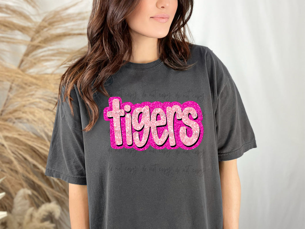 Tigers Pink Glitter Mascot TRANSFER