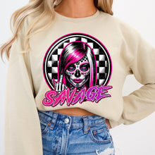 Load image into Gallery viewer, Savage Sugar Skull Girl Pink Black TRANSFER DWS
