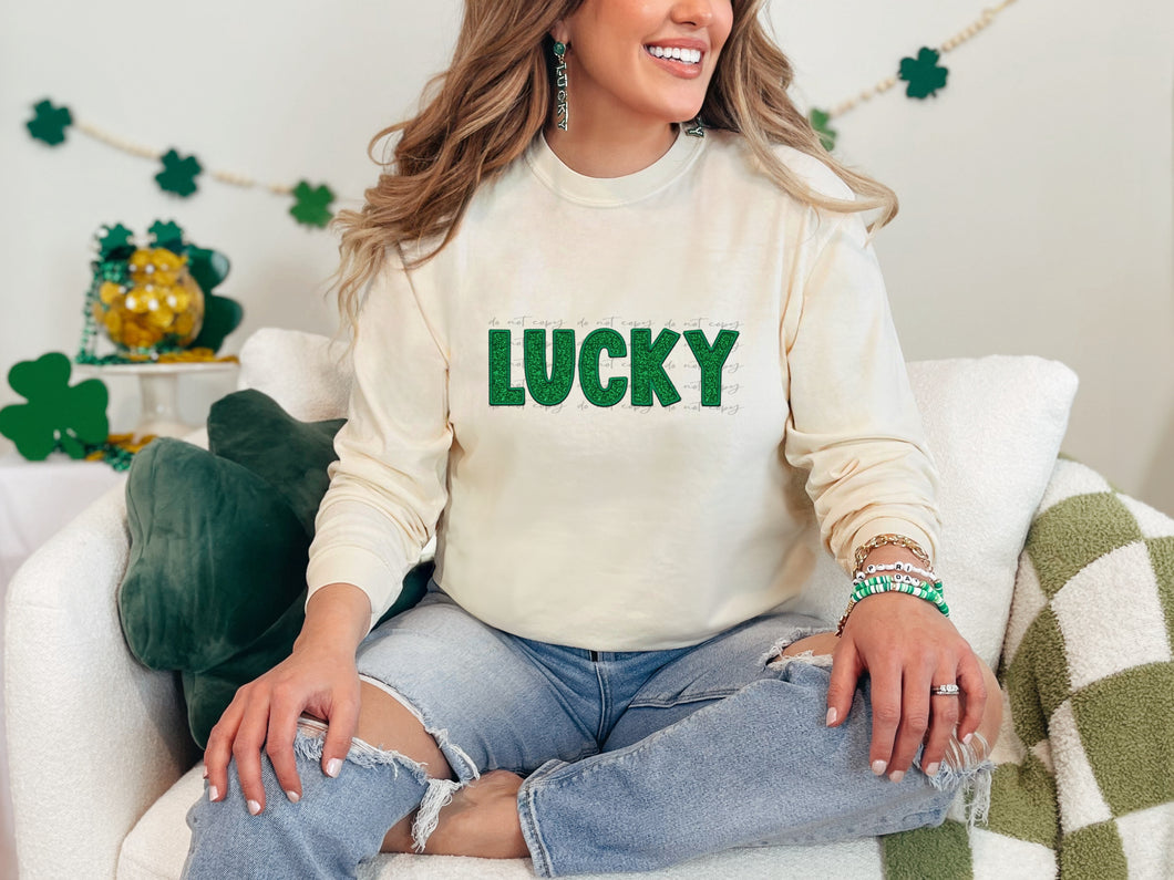 Lucky Faux Embroidery Sequin TRANSFER