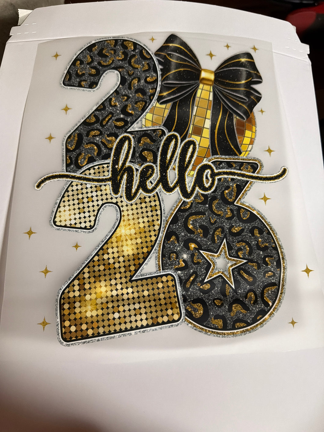 Hello 2026 Black Gold RTS DTF TRANSFER