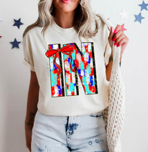 Load image into Gallery viewer, RWB Brushstroke Bow States (all 50 states available) TRANSFER CST MAY
