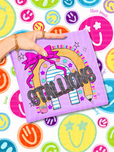 Load image into Gallery viewer, Rainbow Crayon Pink Bow School Mascots DROPDOWN TRANSFER CAP JUNE 26
