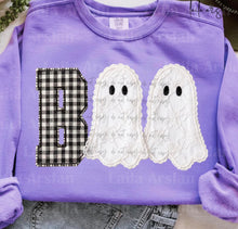 Load image into Gallery viewer, Boo Plaid Faux Embroidery Ghosts DTF TRANSFER TUESDAY
