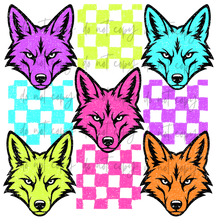 Load image into Gallery viewer, Neon Check Distressed Mascots TRANSFER CYBER JUNE 26

