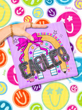 Load image into Gallery viewer, Rainbow Crayon Pink Bow School Mascots DROPDOWN TRANSFER CAP JUNE 26
