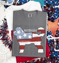 Load image into Gallery viewer, Patriotic Dog Designs White Text SWD MAY DROPDOWN TRANSFER
