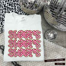 Load image into Gallery viewer, Pink Checker Gold Glitter Mascot Dropdown TRANSFER CAP APR
