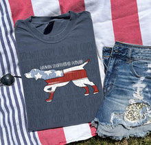 Load image into Gallery viewer, Patriotic Dog Designs White Text SWD MAY DROPDOWN TRANSFER
