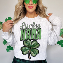 Load image into Gallery viewer, Lucky Title Faux Sequin Shamrock DROPDOWN TRANSFER SBB JAN 26
