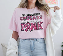 Load image into Gallery viewer, In October Mascots Wear Pink Faux Rhinestone Mascots DROPDOWN TRANSFER
