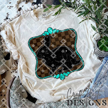 Load image into Gallery viewer, Turquoise Brown Checkered Farm Animal DROPDOWN TRANSFER CCD
