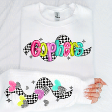 Load image into Gallery viewer, Bright Checkered Mascot With Sleeve Option DTF TRANSFER CSD
