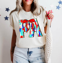 Load image into Gallery viewer, RWB Brushstroke Bow States (all 50 states available) TRANSFER CST MAY
