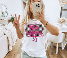 Load image into Gallery viewer, Pink Checkered Mascot Bow Dropdown TRANSFER CAP FEB
