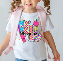 Load image into Gallery viewer, Pink Checker Disco Apple Collage School Grades DROPDOWN TRANSFER
