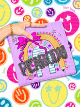 Load image into Gallery viewer, Rainbow Crayon Pink Bow School Mascots DROPDOWN TRANSFER CAP JUNE 26
