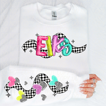 Load image into Gallery viewer, Bright Checkered Mascot With Sleeve Option DTF TRANSFER CSD
