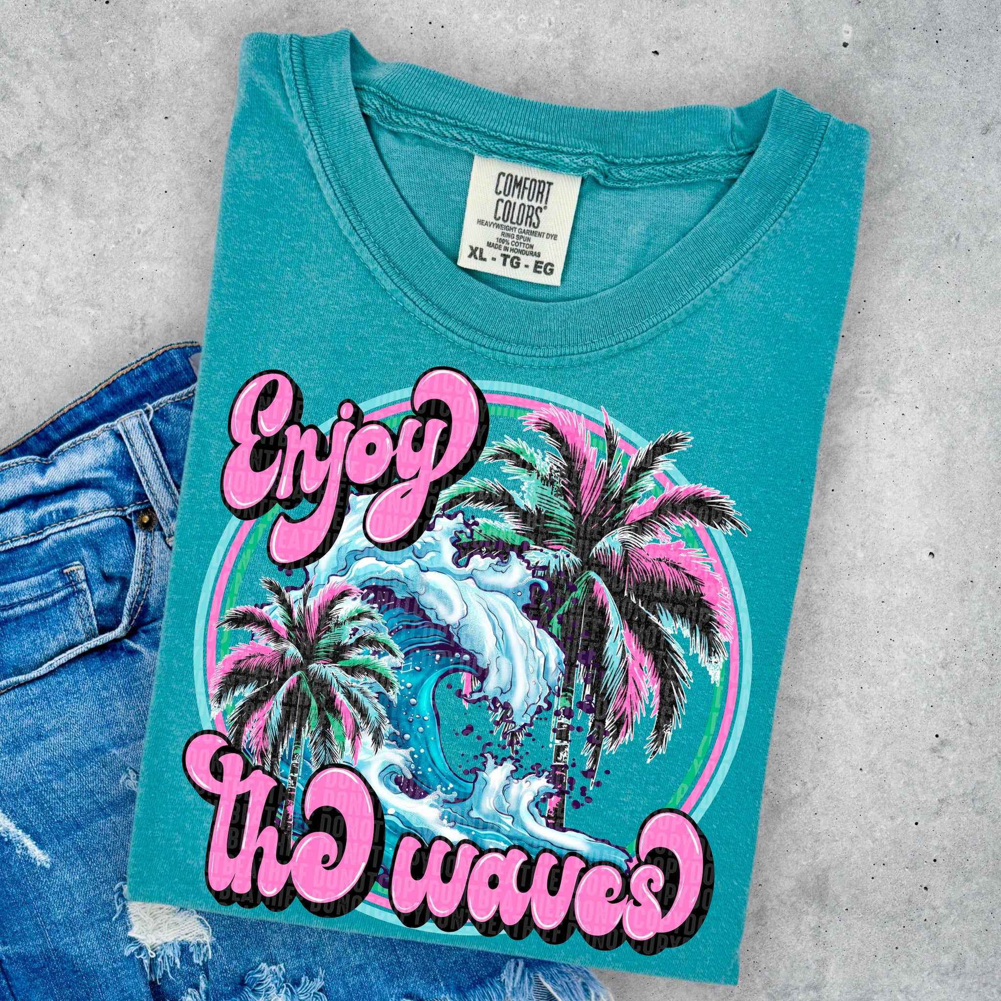 Enjoy The Waves Palm TRANSFER Sassy Sublimation & Screen Prints