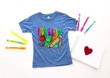 Load image into Gallery viewer, Rainbow Checkered School Supplies Grades TRANSFER
