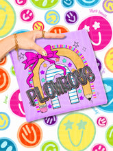 Load image into Gallery viewer, Rainbow Crayon Pink Bow School Mascots DROPDOWN TRANSFER CAP JUNE 26
