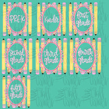 Load image into Gallery viewer, School Grades Pencil Stripes Frame DROPDOWN TRANSFER TCC JUNE 26
