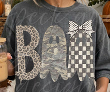 Load image into Gallery viewer, Boo Checker Camo Leopard Bow DTF TRANSFER TUESDAY
