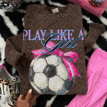 Load image into Gallery viewer, Play Like A Girl Pink Bow Paint Sports Balls DROPDOWN TRANSFER KAYNDI JAN 26
