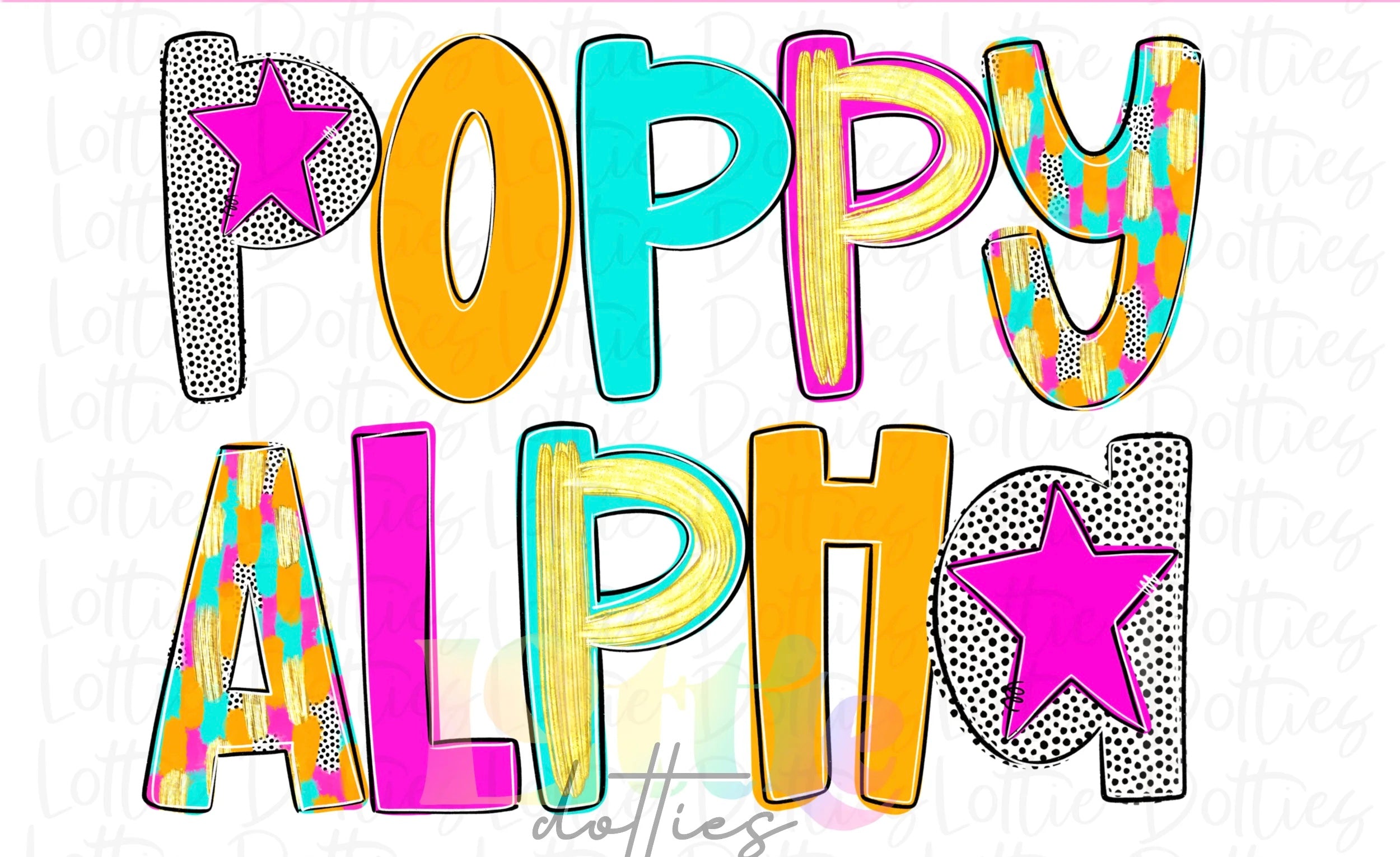Poppy Alpha Letters DTF Transfer – Sassy Sublimation & Screen Prints