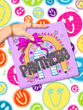 Load image into Gallery viewer, Rainbow Crayon Pink Bow School Mascots DROPDOWN TRANSFER CAP JUNE 26
