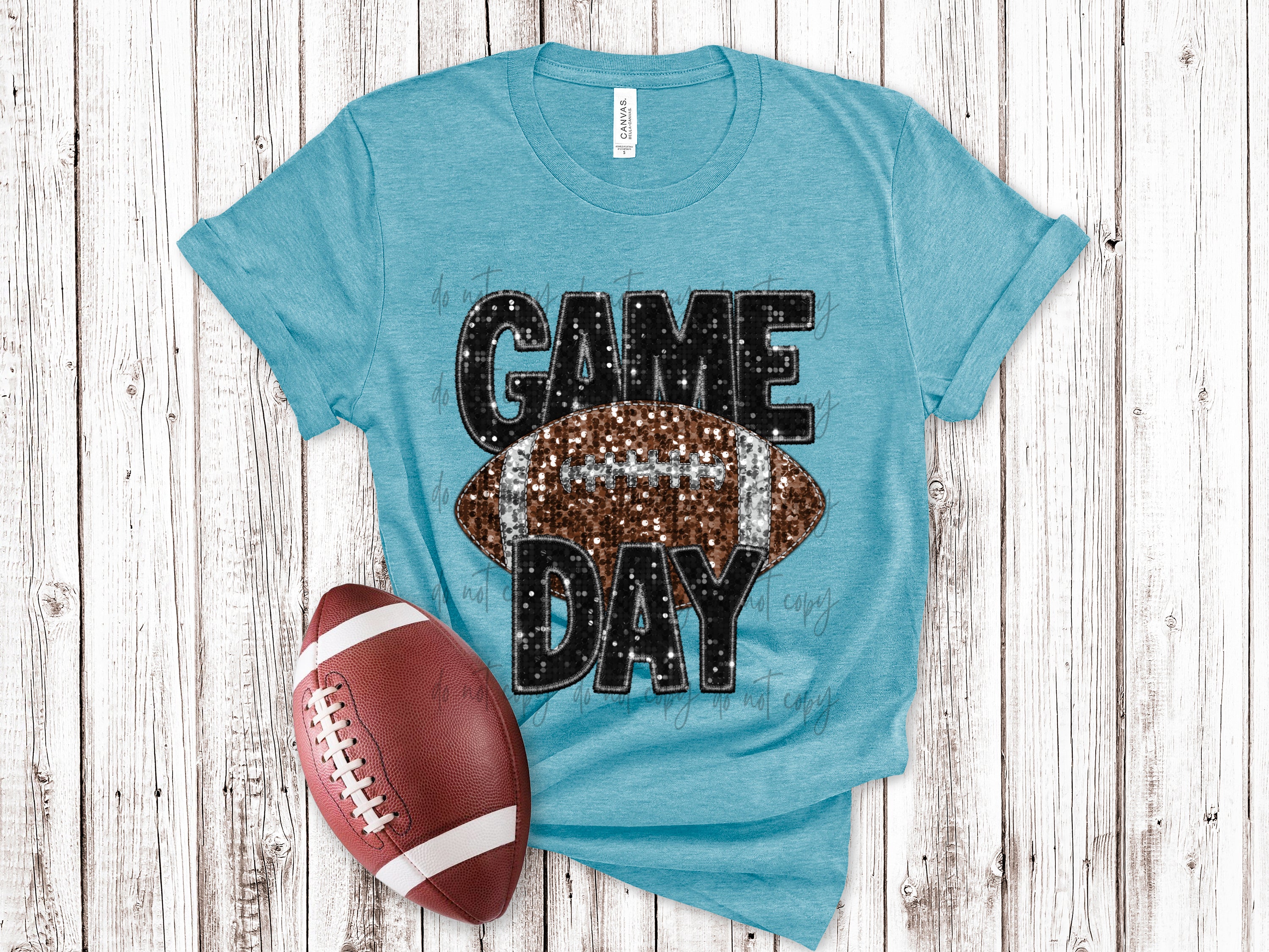 Game Day Faux Sequin Football Stacked TRANSFER – Sassy Sublimation ...