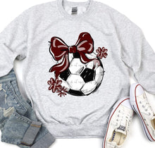 Load image into Gallery viewer, Play Ball Soccer Bow With Flower DROPDOWN TRANSFER BIA
