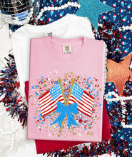 Load image into Gallery viewer, Patriotic Flag Blue Bow Splatter TRANSFER TCC ET MAR 26
