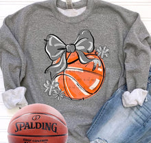 Load image into Gallery viewer, Play Ball Basketball Bow With Flower DROPDOWN TRANSFER BIA
