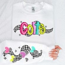 Load image into Gallery viewer, Bright Checkered Mascot With Sleeve Option DTF TRANSFER CSD
