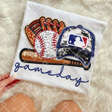 Load image into Gallery viewer, Gameday Sequin Baseball Hat Glove Teams Dropdown TRANSFER CCD INS
