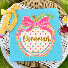Load image into Gallery viewer, Gold Glitter Polka Apple Pink Bow School Grades Occupations DROPDOWN TRANSFER UAC JUNE 26
