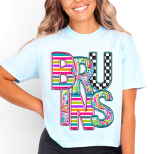 Load image into Gallery viewer, Bright Stripe Floral Checker Mascots Dropdown TRANSFER CSD MAY 25
