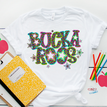 Load image into Gallery viewer, Neon Bright Checker Star Mascots Dropdown TRANSFER CSD MAY 25
