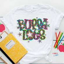 Load image into Gallery viewer, Neon Bright Checker Star Mascots Dropdown TRANSFER CSD MAY 25
