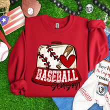 Load image into Gallery viewer, Baseball Season Hat With Heart And Bat Distressed Varsity Lettering TRANSFER SDD MAR 26
