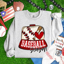 Load image into Gallery viewer, Baseball Season Hat With Heart And Bat Distressed Varsity Lettering TRANSFER SDD MAR 26
